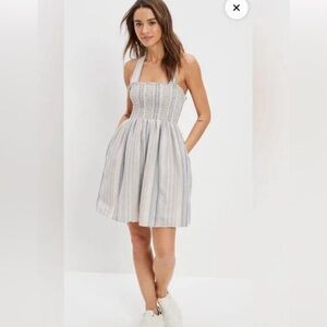 American Eagle smocked cross back mini dress size small